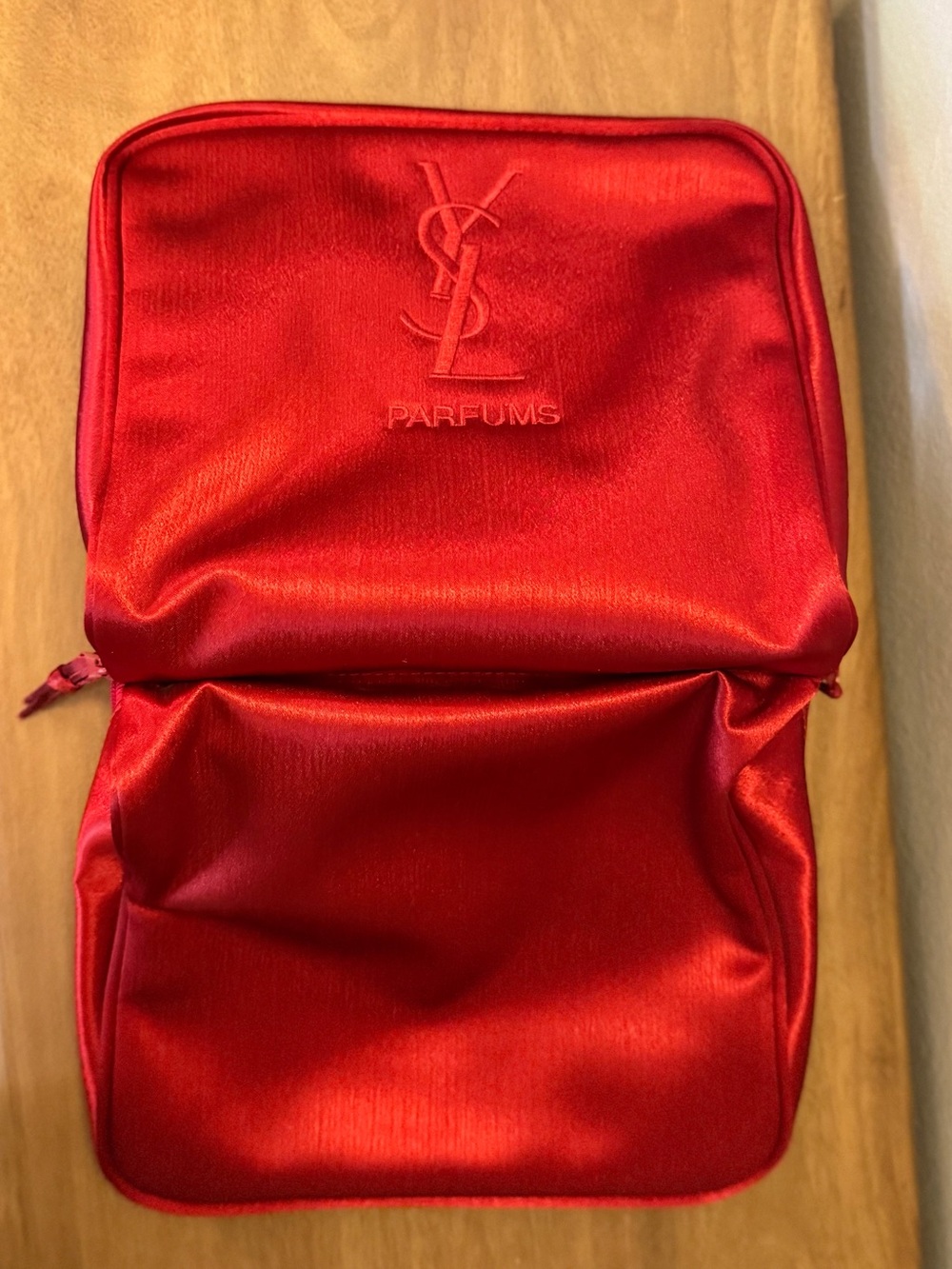 YSL Red Satin Cosmetic Pouch - Picture 4 of 5